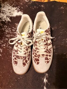 adidas Gazelle Sneakers with Leopard Print - Brown & Cream
